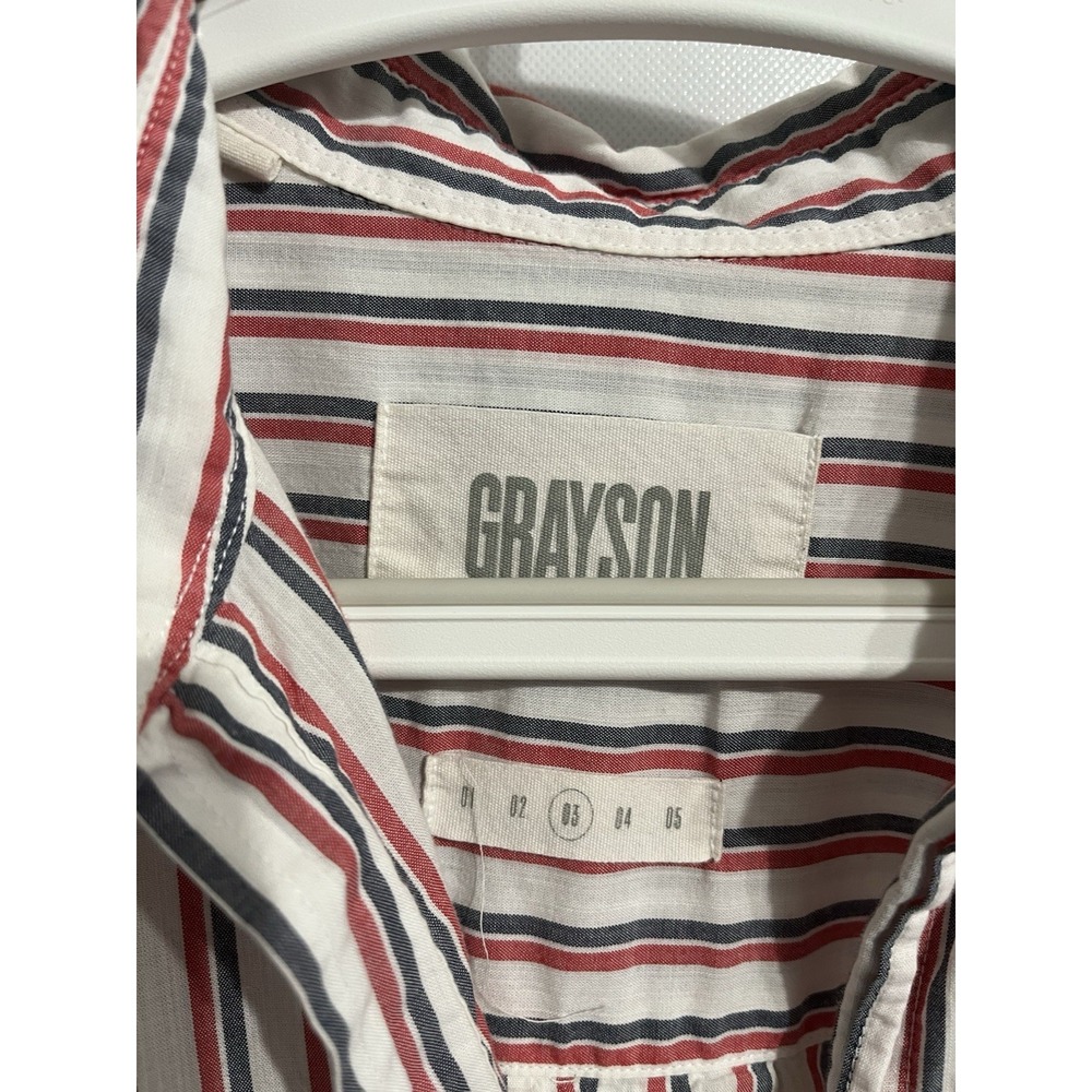 Grayson 3 8-10 Shirt Womens Multicolor Striped Button The Hero Cotton - Picture 2 of 8